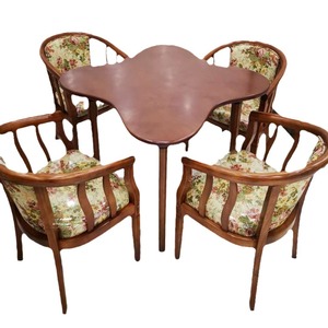 Classic Chinese Style Solid Wood Plum Blossom Dining <b>Table</b> And Chair Set 6 Piece <b>Walnut</b> Color Comfortable For Living Room And - Product Image 3