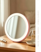 Mini miroir de maquillage LED pliable portable avec anneau lumineux à capteur tactile 3 pouces pour voyage, pour femmes et filles, vente en gros, logo personnalisé, cadeau