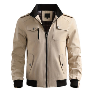 Blouson aviateur moderne et léger en toile à col montant pour hommes coupe-vent pour la course à pied, le cyclisme, la randonnée et l'extérieur style décontracté avec fermeture éclair - Product Image 3