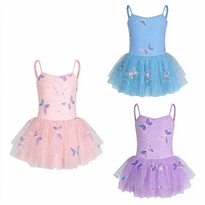 Vestido de Ballet para Niñas, Tutú Brillante con Mariposas, Ropa de Danza sin Mangas para Actuaciones y Prácticas en el Escenario - Product Image 1
