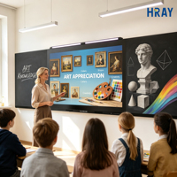 Интерактивная доска HRAY 86 дюймов для обучения, оптовые поставки OEM/ODM, угол обзора 178 градусов, 4 ГБ ОЗУ, 32 ГБ ПЗУ, опциональная поддержка документ-камеры