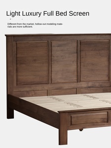 Lit double en bois massif de noyer noir d'Amérique du Nord avec dossier haut, longueur 1,8 m, profondeur 1,5 m, meubles de chambre à coucher antiques - Product Image 3