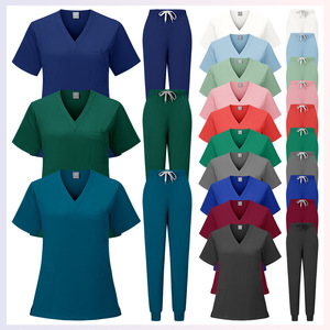 Women Scrub <b>Set</b> Short Sleeve V Neck Moisture Wicking Hospital Uniforms Split <b>Set</b> For Nurses <b>Doctors</b> Operating Room Staff - Product Image 4