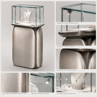Vitrine de présentation de bijoux sur mesure, meuble de présentation de bijoux, vitrine en verre, taille personnalisée, finition dorée pour la vente au détail de luxe