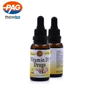Suplemen nutrisi label pribadi Vitamin D3, cairan tetes Oral untuk anak-anak atau dewasa