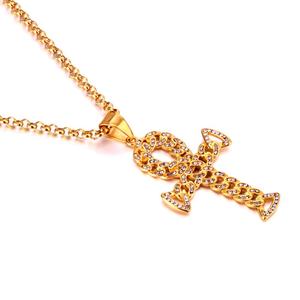 Collar de Acero Inoxidable 316L con Baño de Oro de 18k, Superficie Lisa, Estilo Hip Hop, Colgante con Cadena - Product Image 6