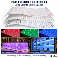 Feuille LED RGB DC24V 36W, panneau LED flexible SMD5050, feuille lumineuse LED découpable pour rétroéclairage de comptoir en pierre translucide ou onyx