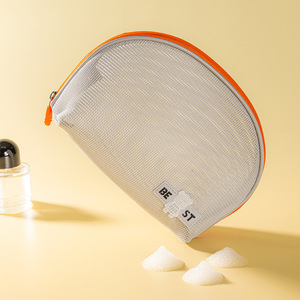 Bebelove Mesh Toiletry Bag Orange Gray Rectangle Portable Travel Storage Bag For Trip Makeup Lipstick - Product Image 3