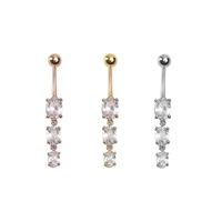 Vente Flash : Bijoux de piercing corporel en acier inoxydable plaqué or 18 carats avec zircon, pendentif pour nombril, anneaux de nombril pour femmes