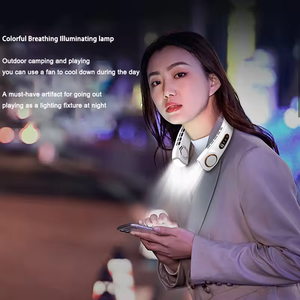 2024 Deportes al aire libre portátiles 2 en 1 Mini USB recargable portátil con luz nocturna Ventilador de cuello sin brillo - Product Image 4