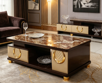 Meuble TV moderne, table basse en verre, ensemble de meubles de salon avec plateau en verre, vente en gros de meubles de maison de luxe, 3 tiroirs de rangement