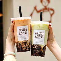 Gobelets en plastique PET transparents personnalisés avec logo imprimé, 32 oz (1000 ml), pour café Boba, avec couvercles
