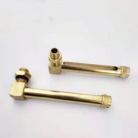 150MM L Type Corps En Laiton Jauge De Niveau De Liquide Tube En Verre Fileté Vue Verre Hexagone Connexion Tête Égale OEM Pris En Charge Huile NPT