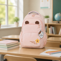 Sac à dos unisexe décontracté et mignon avec sangle de chariot, grande capacité, en tissu Oxford, oreilles d'animaux, poches latérales en maille, coussin d'air