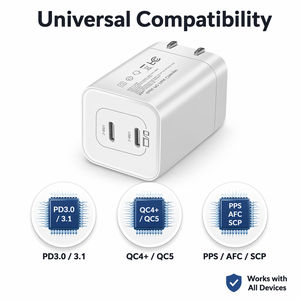 ที่ชาร์จเร็ว 65W GaN PD พอร์ต USB C คู่ สำหรับโทรศัพท์และแท็บเล็ต - Product Image 4