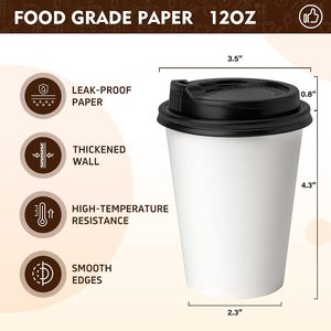 Vasos de Papel Negros de Doble Pared Desechables, Resistentes al Agua, con Tapa, para Café, Personalizables con Logotipo, Venta al Por Mayor - Product Image 4
