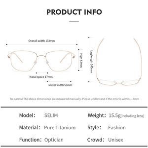 <span class=keywords><strong>SELIM</strong></span> ultraleggero fatto a mano Unisex retrò quadrato puro titanio acetato occhiali da vista occhiali da vista montatura piena In magazzino - Product Image 3