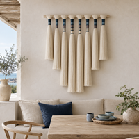 Décoration murale en macramé fait main avec des pompons, en fibres de coton, pour hôtel, hall, restaurant, salon