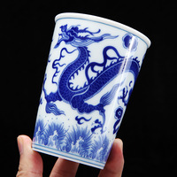 Tasse en céramique bleue et blanche, motif dragon et phénix, résistante aux hautes températures, nouveau style chinois, pour usage personnel