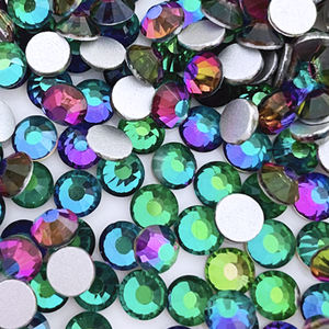 Suar hijau Bling punggung datar tidak panas memperbaiki dasar perak kristal kaca berlian imitasi kelas AA ramah lingkungan massal untuk seni kuku - Product Image 4