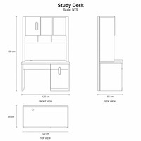 Bureau et étagère intégrés pour étudiants - Bureau d'étude moderne pour le bureau à domicile avec couleurs personnalisables
