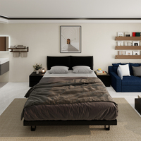 Usine directe hôtel de luxe moderne chambre ensemble de meubles en bois massif 5 étoiles hôtel standard cadre de lit panneau têt