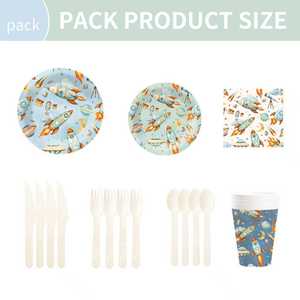 DAMAI - Vajilla para Fiestas Infantiles con Temática de Cohetes, Incluye Platos, Vasos y Servilletas de Papel, para 8 Personas - Product Image 5