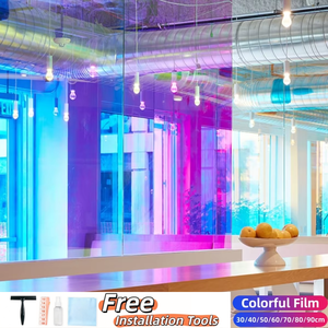 Films adhésifs décoratifs arc-en-ciel dichroïques effet caméléon pour vitres, transparents et anti-rayures, pour bâtiments commerciaux et bureaux - Product Image 1