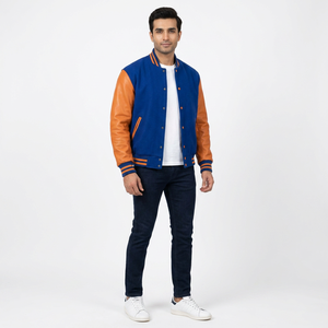 Veste universitaire de baseball de qualité supérieure en toile à manches longues, couleur personnalisée, logo personnalisé sur le devant - Product Image 1