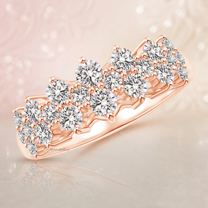 Round Cut Lab Grown Diamond Multi <b>Row</b> Band Ring in 10K/14K/18K Gold & Sterling Silver Rhodium Plated Engagement <b>Gift</b> Jewelry - Product Image 1