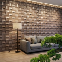 Panneaux muraux 3D carrés modernes en bois massif de caoutchouc, motif damassé, imperméables, faciles à poser, pour fond de télévision, salon et salle à manger