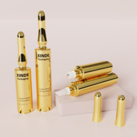 Flacon pompe airless haut de gamme bleu 5ml 10ml en plastique en forme d'ampoule pour sérum, lotion et crème contour des yeux