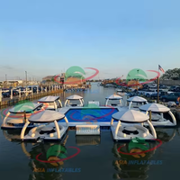Plateforme de natation gonflable flottante sur eau, avec chaise de Ski Jet, matelas avec bouée, tente, île, livraison gratuite
