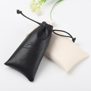 <b>Custom</b> Emboss Logo Leather Gift Jewelry <b>Lipstick</b> Pouch Drawstring Sunglasses Leather Bag - Product Image 1