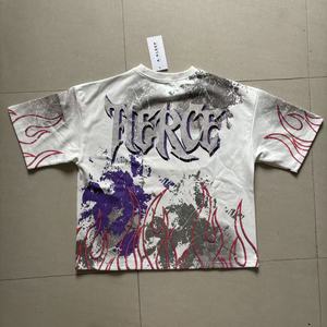 アメリカンヴィンテージメンズストリートウェア高品質ゴシックスカルフラワープリント卸売半袖KLEEP Tシャツ（メンズ） - Product Image 2