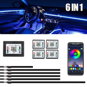 Tira de Luces LED Acrílicas RGB/a Todo Color para Vehículos, Ultra Brillantes, con Control Remoto y Control de Música, Luz Ambiental para Autos - Product Image 2