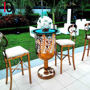 Luz LED de espejo de vidrio de mesa de acero inoxidable mesa de bar - Product Image 3