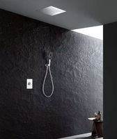 Système de douche mural en laiton doré brossé, mitigeur de luxe à jet de pluie doux, ensemble de robinetterie moderne pour salle de bain anti-fuite