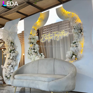 ฉากหลังอะคริลิคสีขาวทรงสี่เหลี่ยมสำหรับงานแต่งงาน LEDA อุปกรณ์จัดงานวันเกิดกลางแจ้งสไตล์โรแมนติกสมัยใหม่ - Product Image 4
