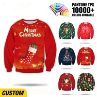 Sweat-shirt à col rond pour homme personnalisé ODM avec impression intégrale par sublimation et paillettes pour les fêtes de Noël