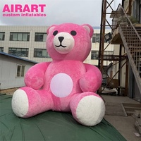 Ours en peluche gonflable rose personnalisé Airart, mascotte géante gonflable en forme d'ours de dessin animé pour décorations de centres commerciaux