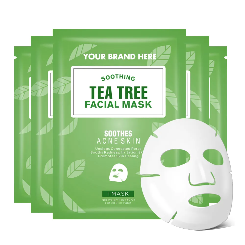 Kore kozmetik doğal çay ağacı yüz maskesi cilt bakımı nemlendirici yağ kontrolü akne nemlendirici yüz levha misk maskesi
