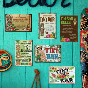 Usine En Gros <span class=keywords><strong>Cocktail</strong></span> Tiki Bar Tin Signes Alcool Vintage Imprimé Métal Art Martini Publicité Bar Pub Décoration - Product Image 5