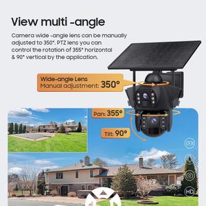 Caméra de sécurité solaire UBOX 6MP IP67 à double objectif avec suivi de mouvement humain, alarme, vision nocturne couleur, détection de mouvement, 4G Wifi AOV - Product Image 3