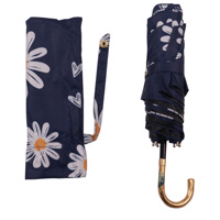 Nouveau style classique, parapluie manuel bleu marine à ouverture automatique, résistant aux UV, avec poignée à crochet, pour soleil et pluie