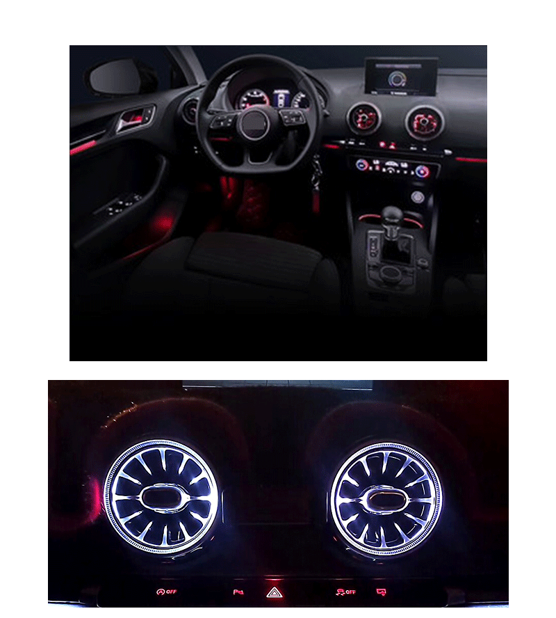 アウディA3 S3 RS3 8V 8Y 8P用256色LEDエアベント内装ライト