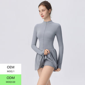 Grosir Pakaian Olahraga Wanita untuk Luar Ruangan, Lari, Falda Deportiva, Jersey Badminton Kerah Tegak Lengan Panjang, Gaun Tenis Anti Tembus Pandang - Product Image 4