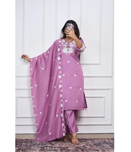 Conjunto Dupatta de pantalón Kurti de seda romana de calidad superior, traje tradicional indio para mujer, ropa de fiesta de diseñador, ropa de boda a la moda - Product Image 1