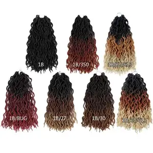 Faux Locs Crochet Hair 16 Inch Dreadlocks Synthetic Crochet Braids Pre-looped Goddess Locs Crochet Hair For Black Women