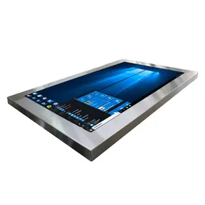 43Inch Stainless Steel Bezel Semua Dalam Satu Komputer Win10 Os Layar Sentuh Tablet Pc IP67 Tahan Air Sepenuhnya Disegel Pc Panel